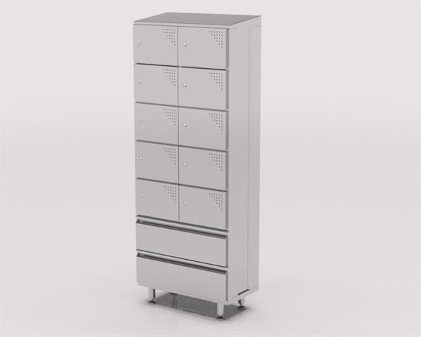Cleanroom 10 Locker 2 Drawer Cabinet